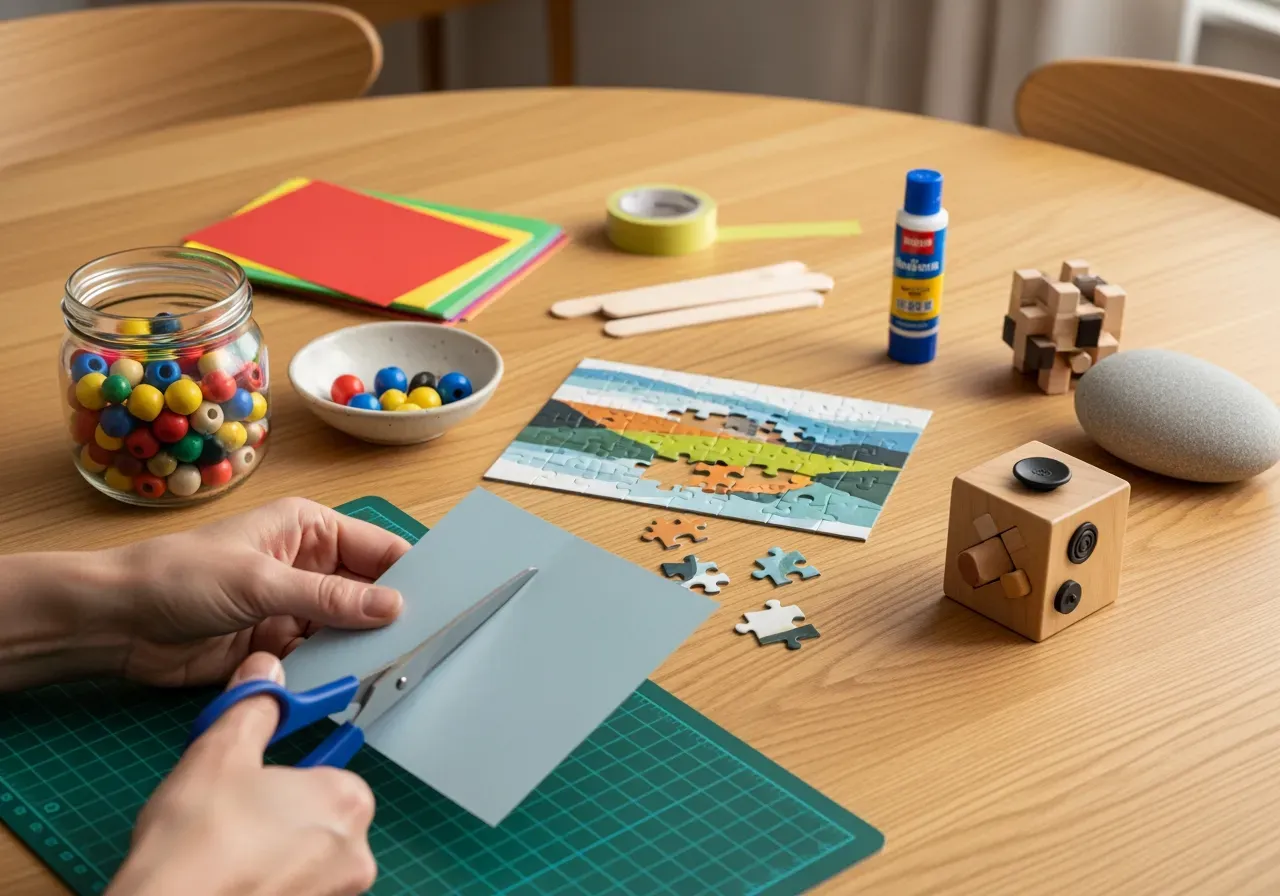 Mattelek med dockhus och fordon