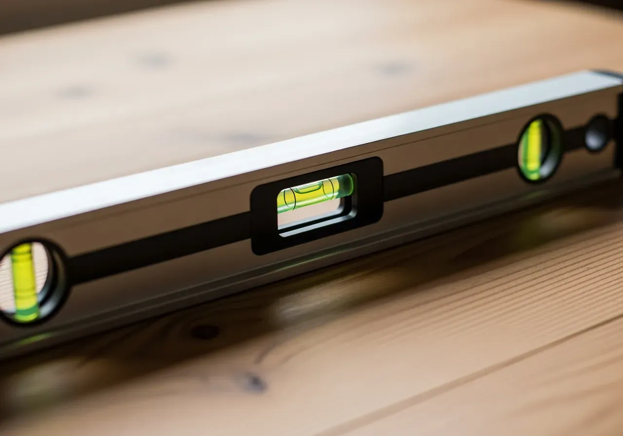 Hemfix med vattenpass och dörrstoppare