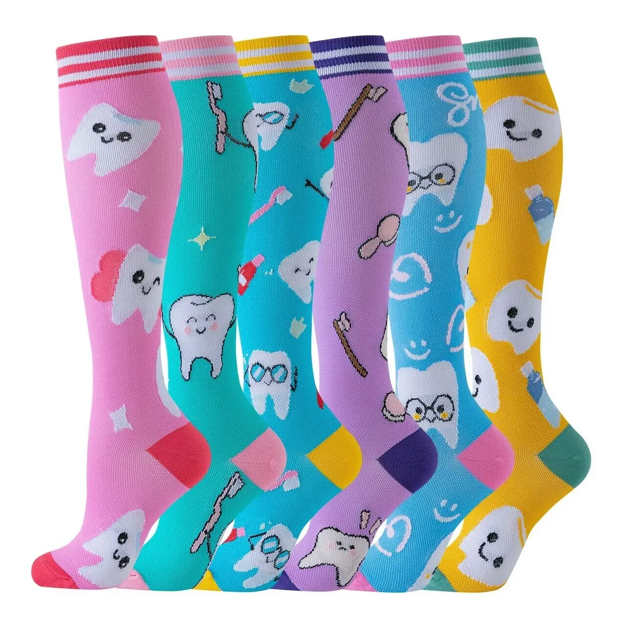 6-Pack Stödstrumpor Tooth-Dentist