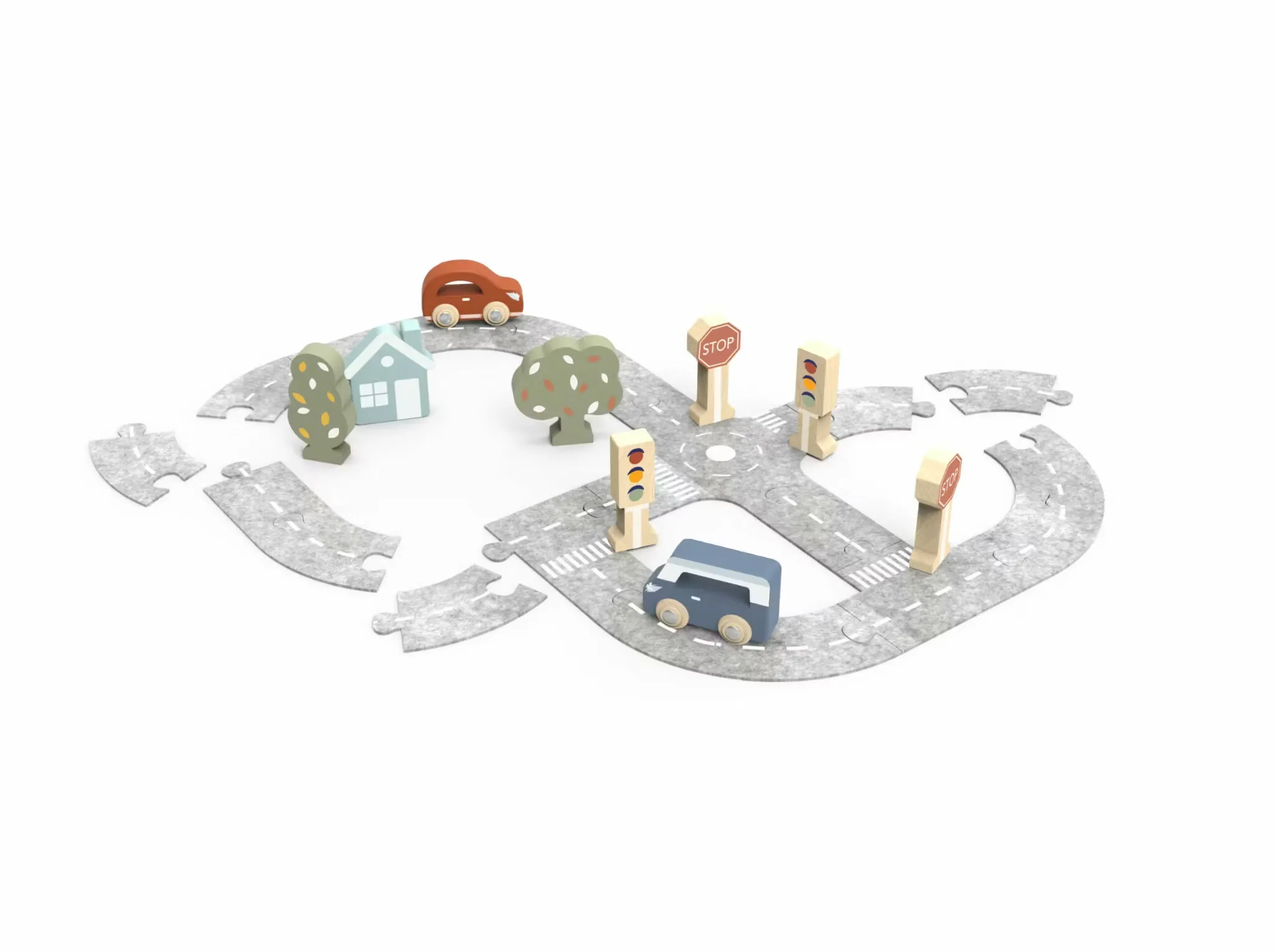 Bilbanepussel - Car Track Puzzle w/2 Cars