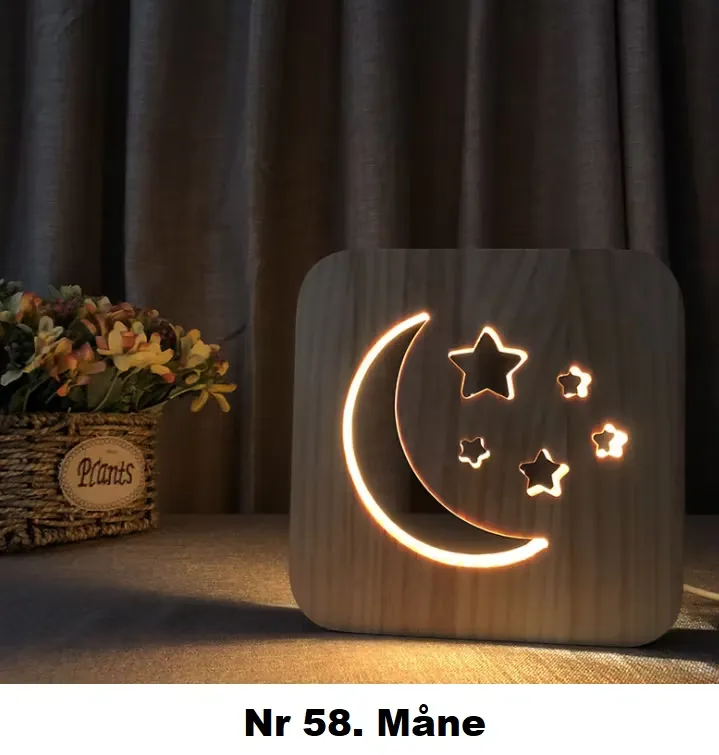 Handgjorda trälampor Olika Motiv