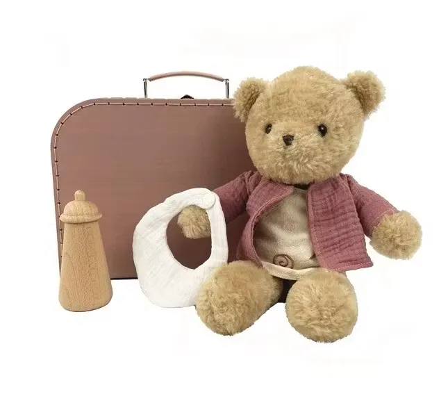 Nallebjörn morisett i väska med kläder