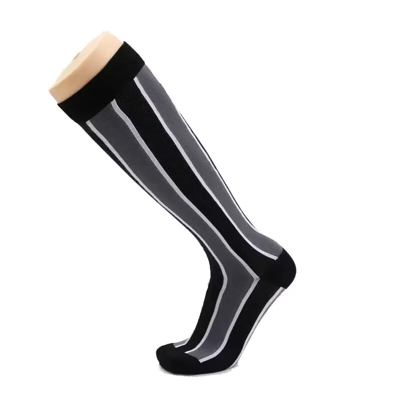 Stödstrumpa Black and grey stripes Nr 99