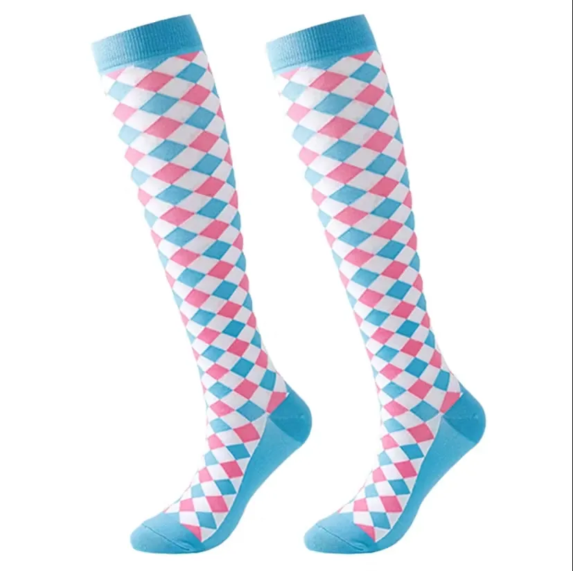 Stödstrumpa Pink and Blue Squares Nr 94