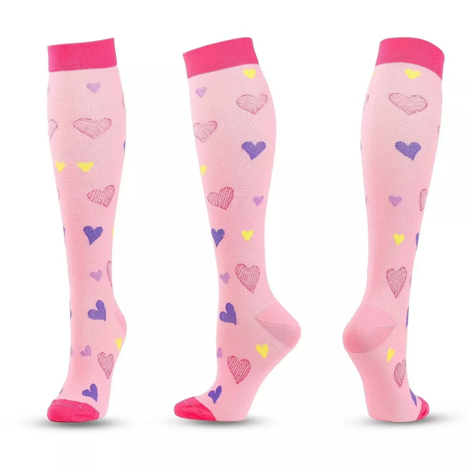 Stödstrumpa Pink with harts Nr 84