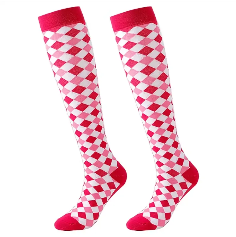 Stödstrumpa Red and Pink Squares Nr 93