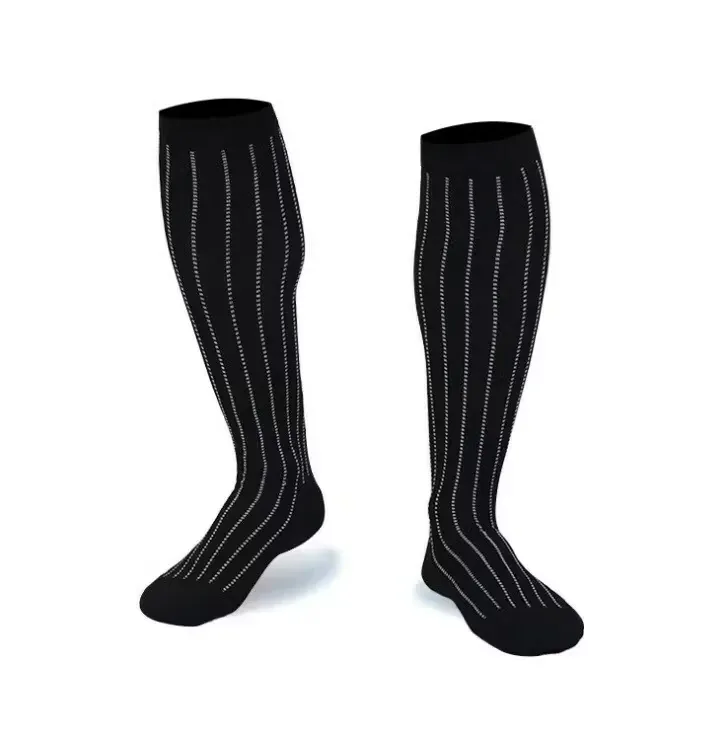 Stödstrumpor Black With White Stripes Nr 50