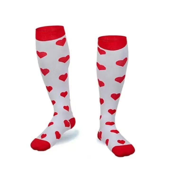 Stödstrumpor White Whit Red harts Nr 3