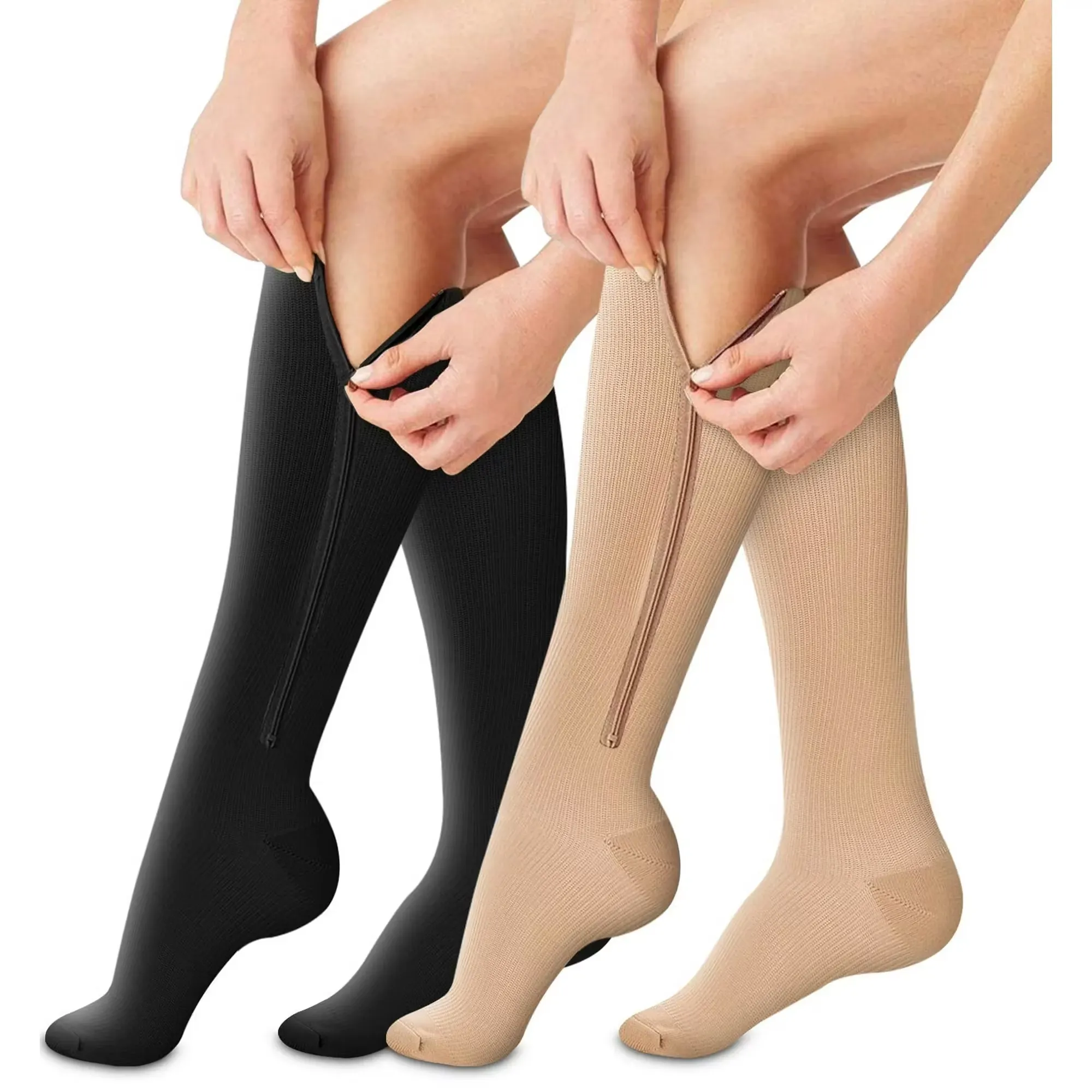 Storpack - Stödstrumpor med tå och dragkedja