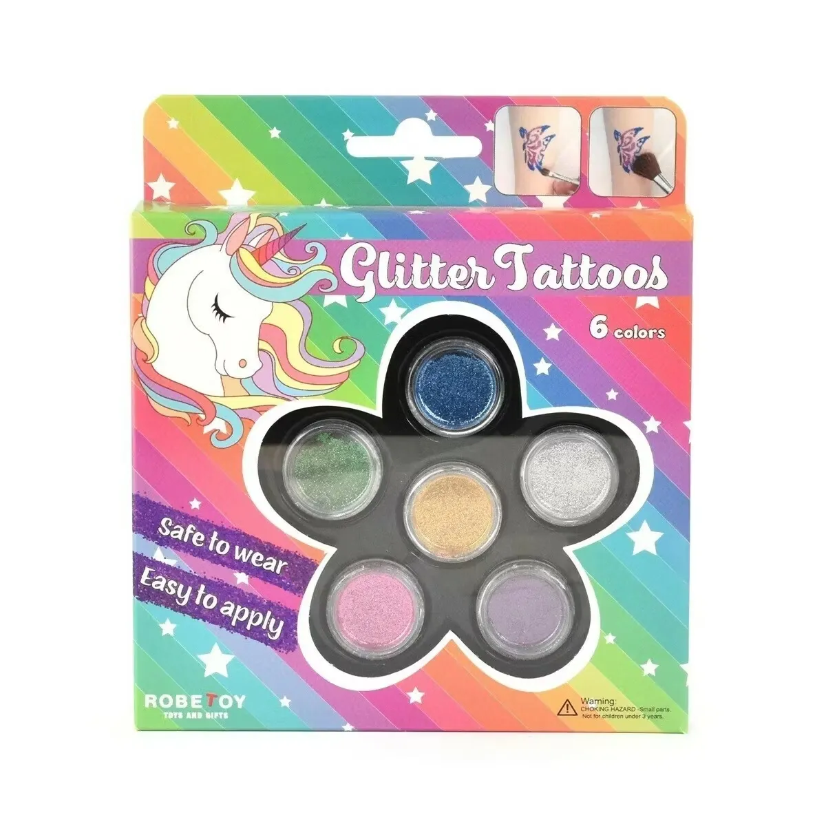 Tattoo Glitter 6 färger