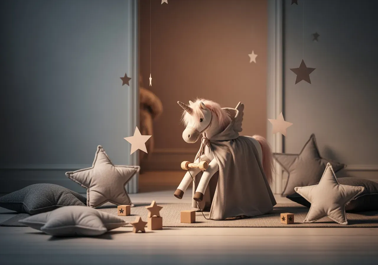 Magisk fantasilek med enhörningar och stjärnor