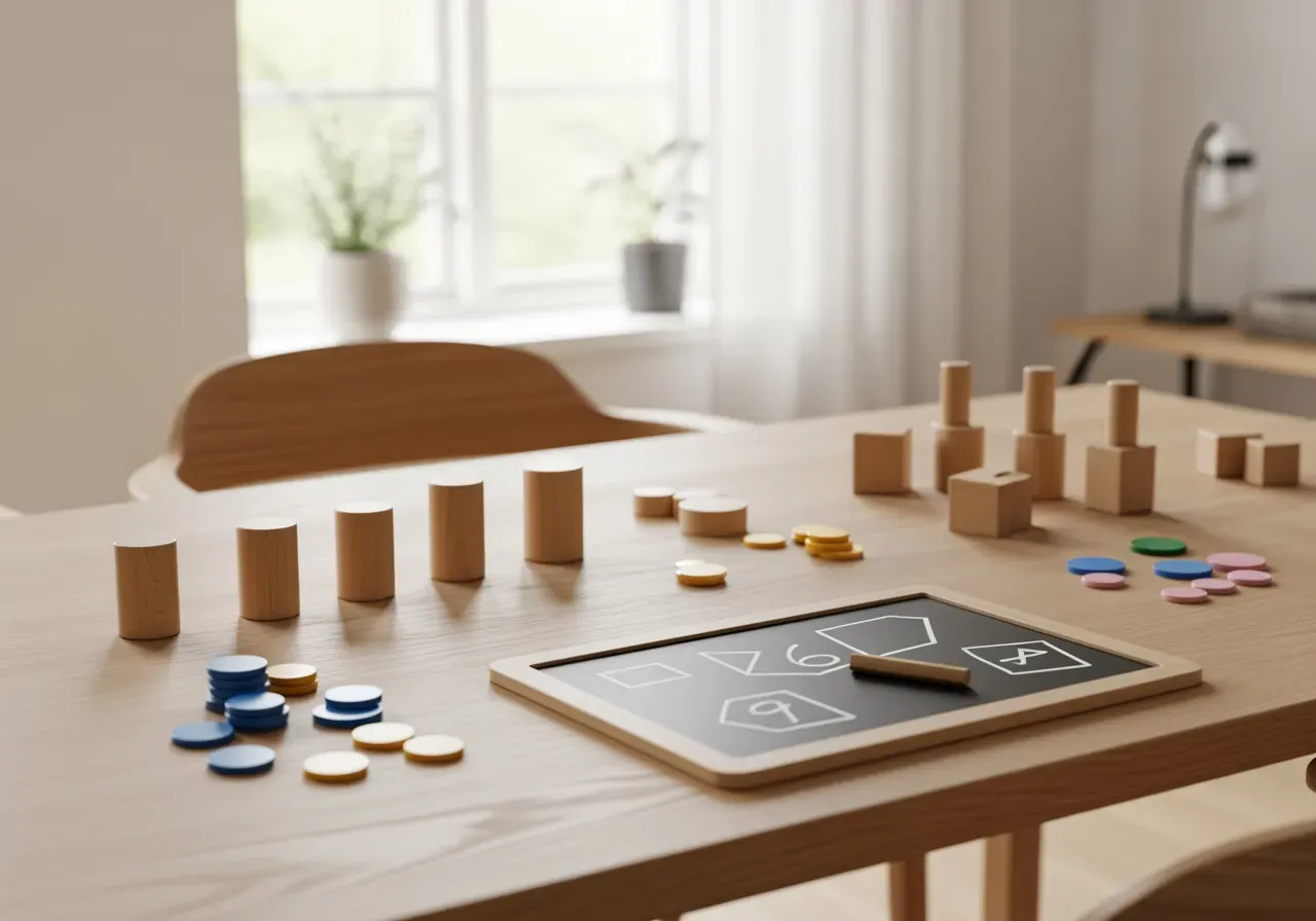 Mattelek med sortering och griffeltavla