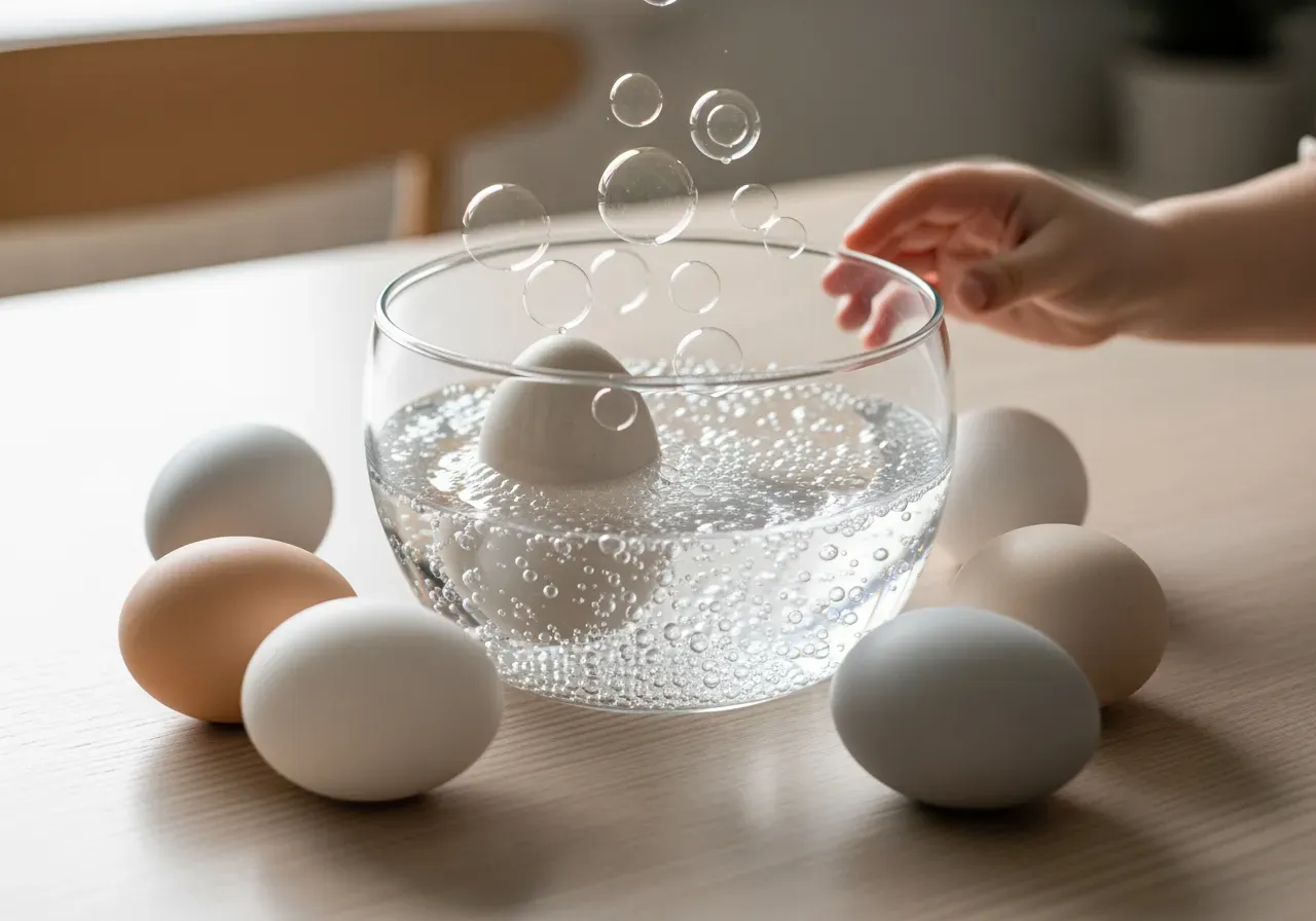 Sensorisk fokuslek med bubblor och ägg