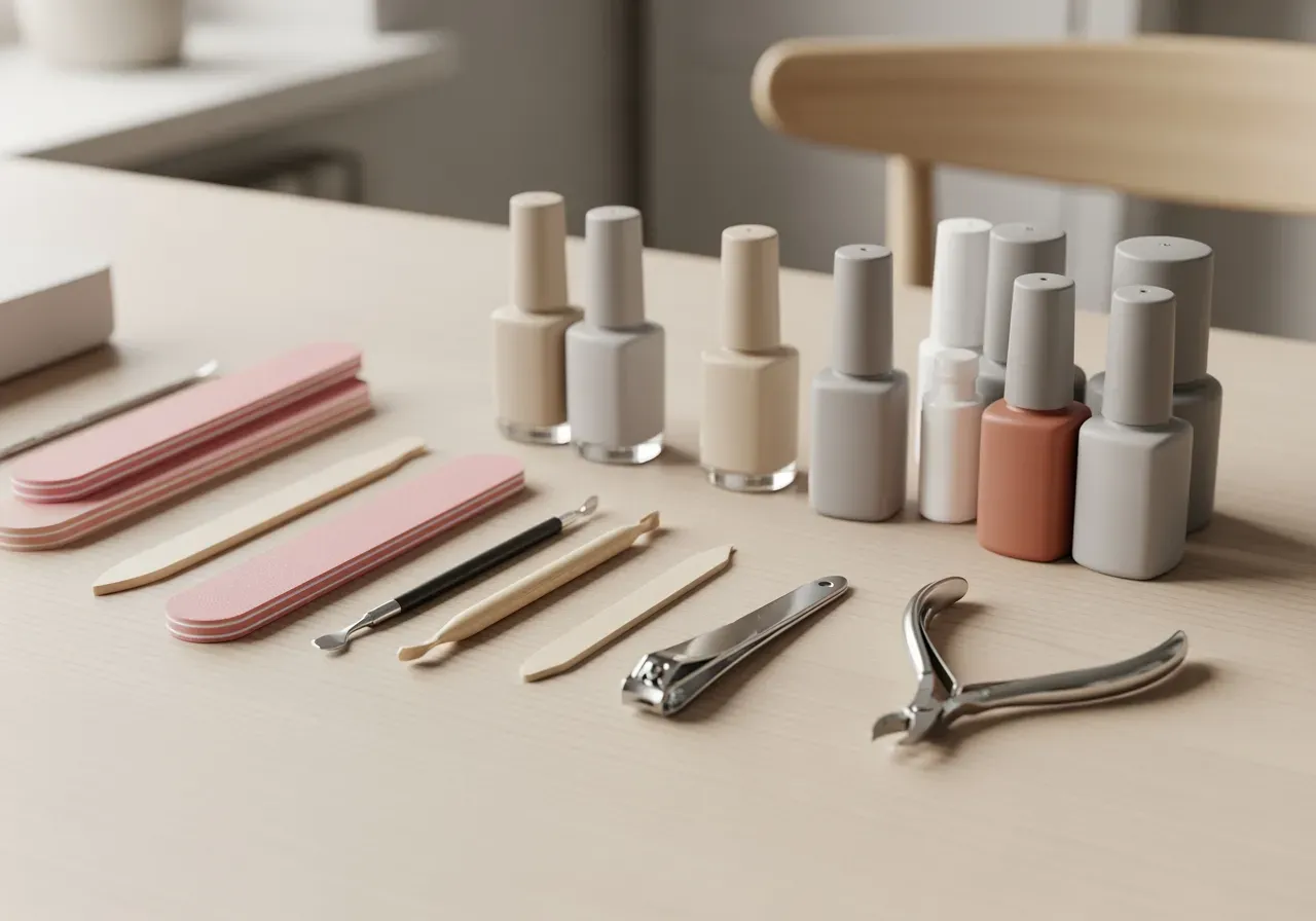 Skönhetslek med smink och naglar