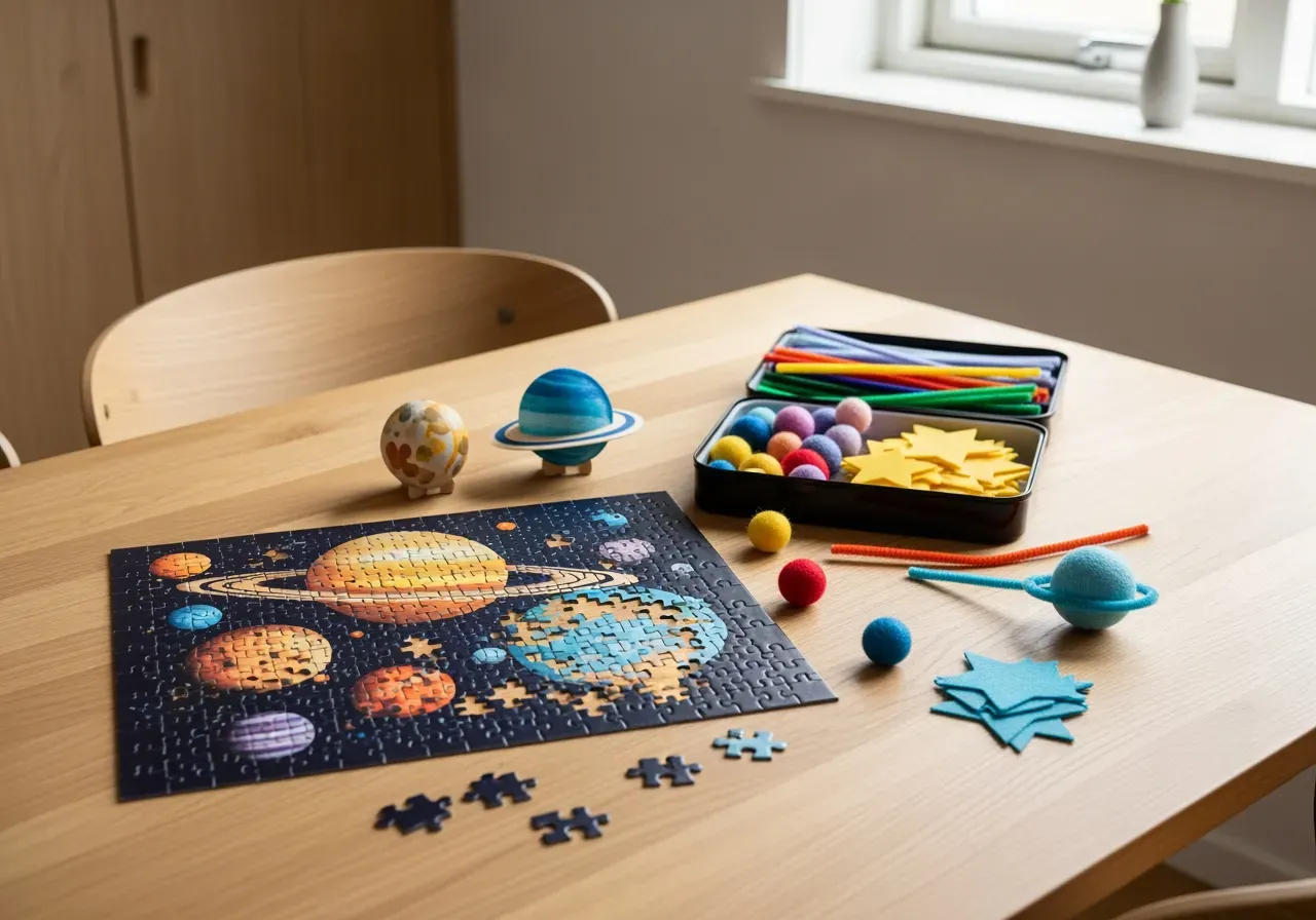 Nybörjarpyssel med pussel och planeter