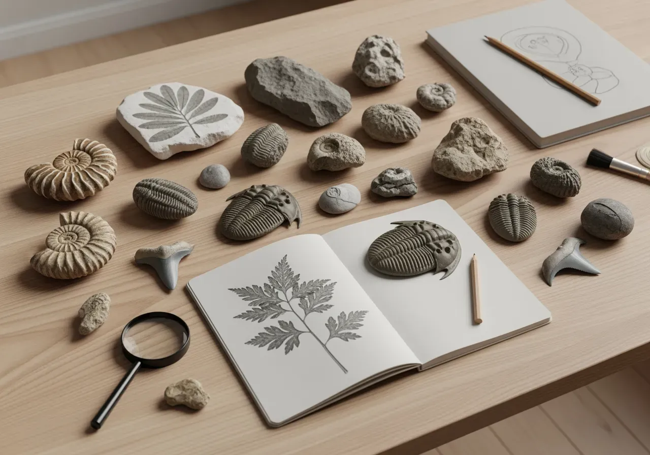 Upptäckarlek med fossiler och anteckningsböcker