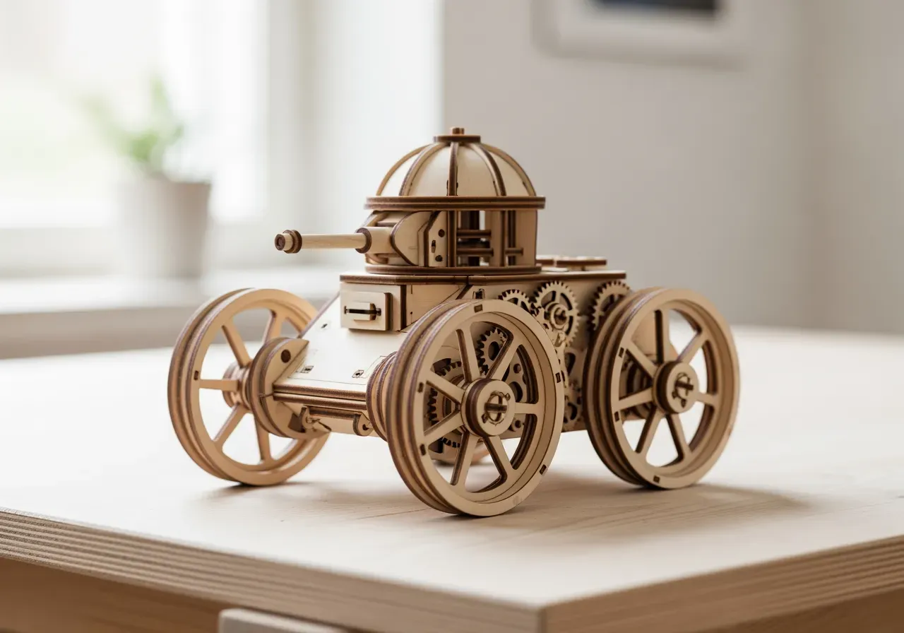 Färgsatt byggpussel med tank och havsdjur