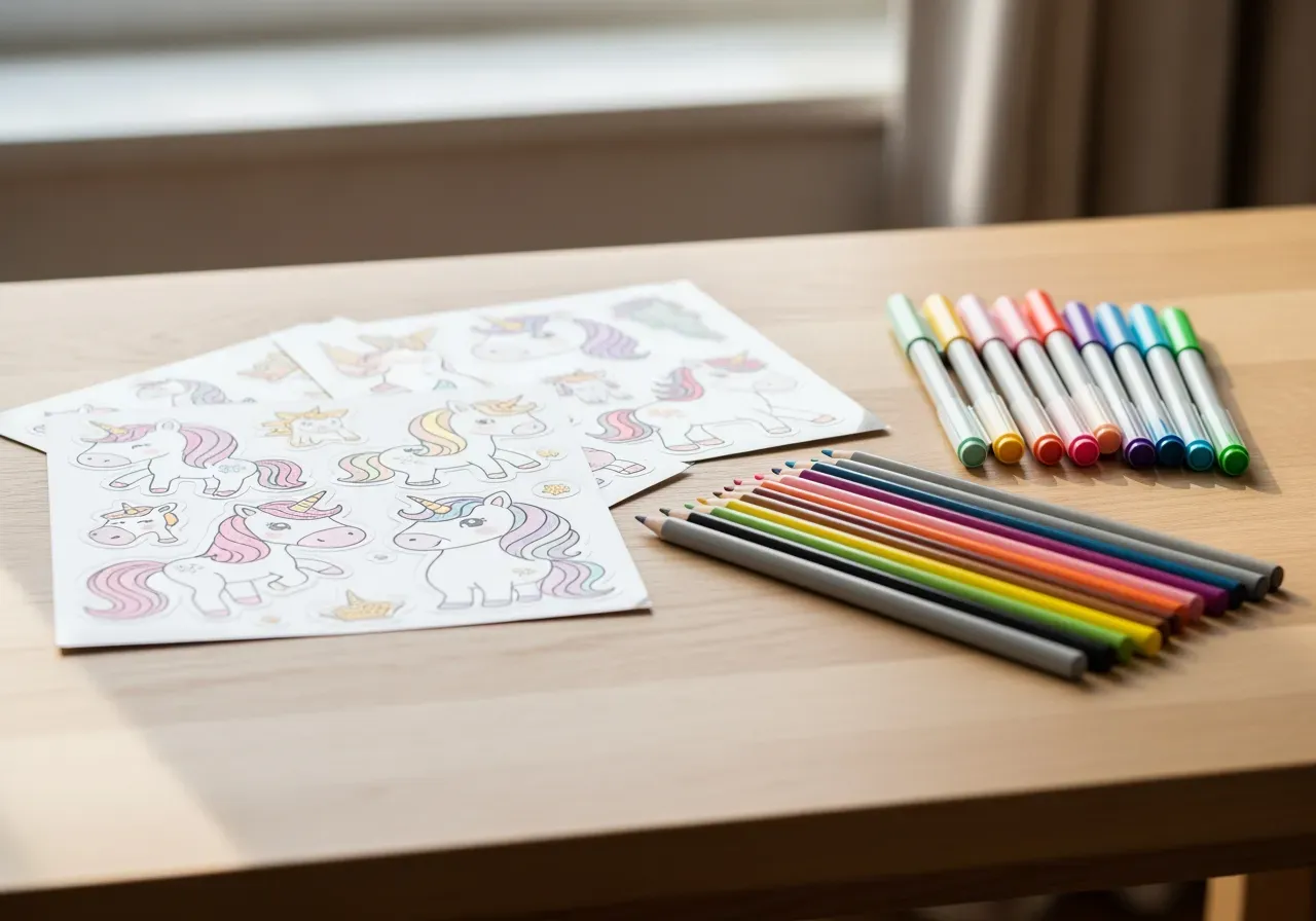 Enhörningsklistermärken och pennset nybörjare