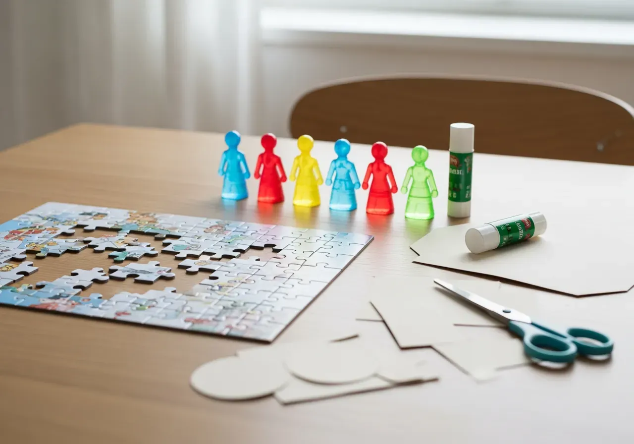 Kluriga nybörjarpyssel med pussel och vattenfigurer