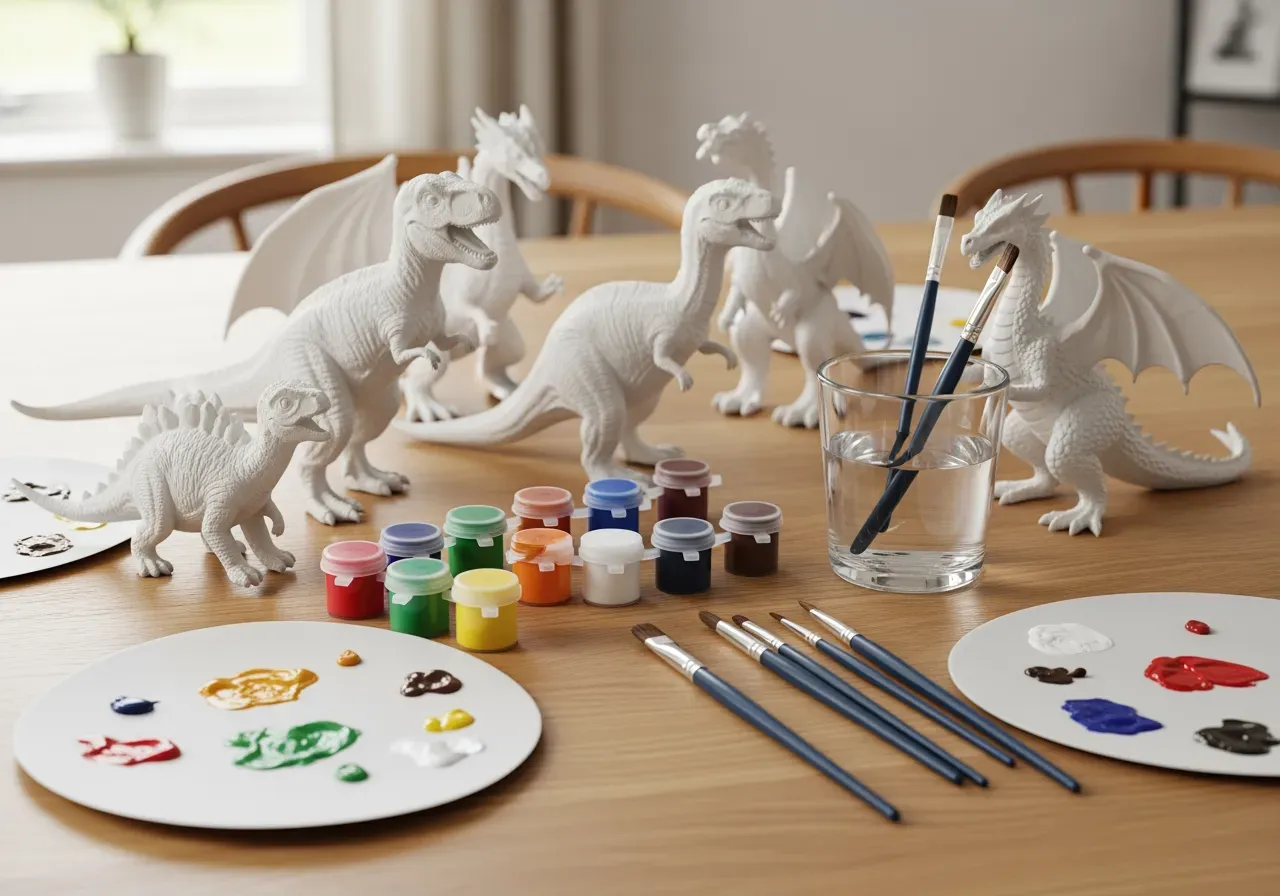 Måla dinosaurier och drakar hemma