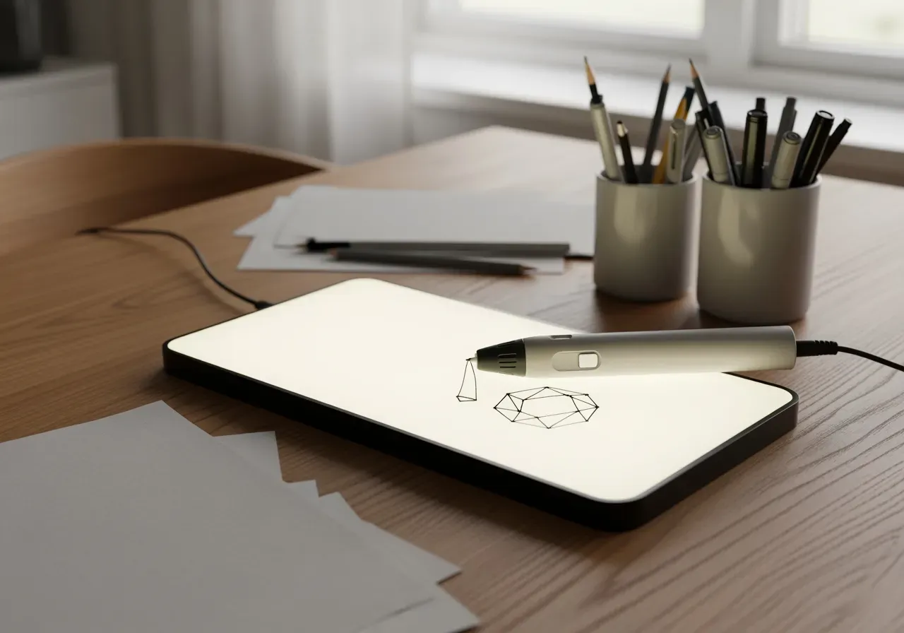 Ritpyssel med ljustavla och 3D-penna