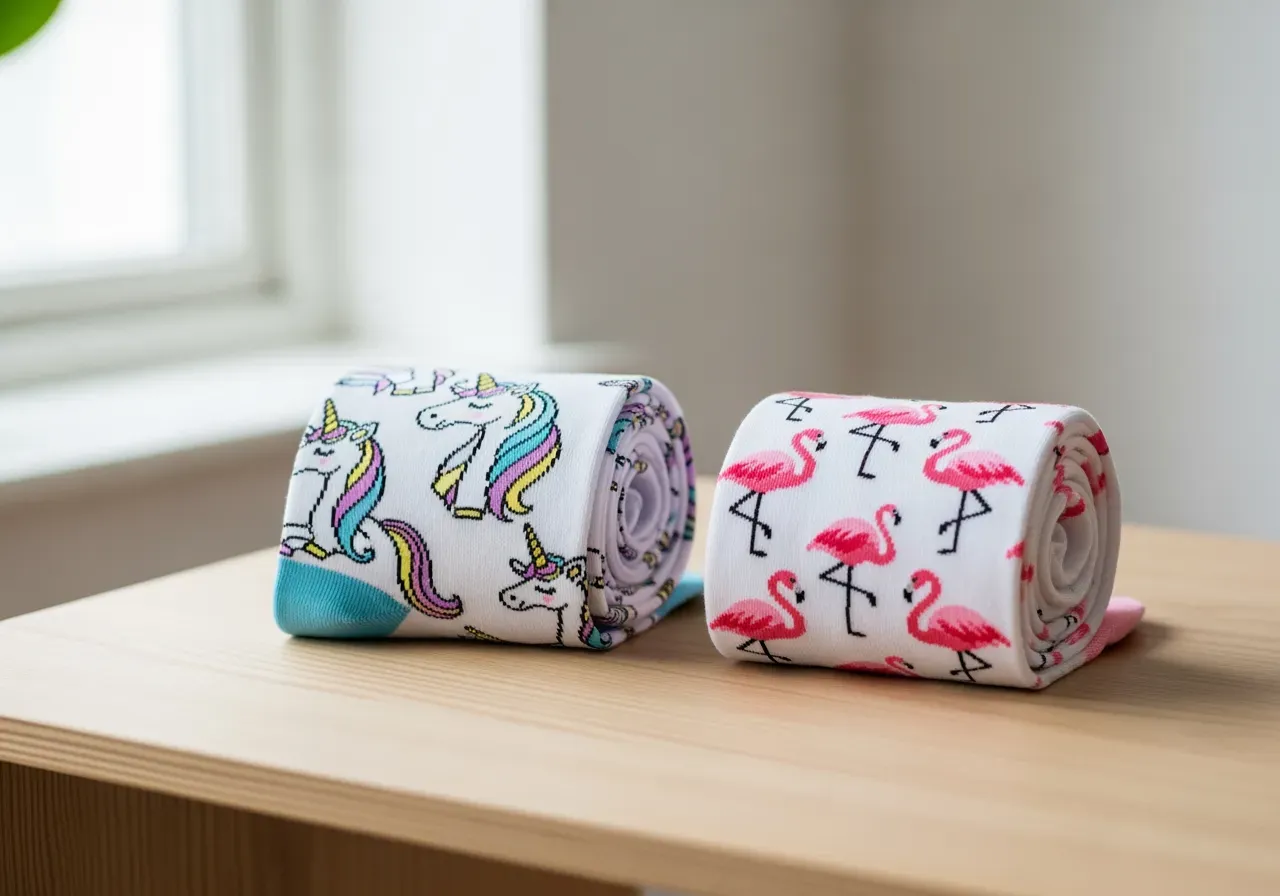 Stödstrumpor med enhörning och flamingo