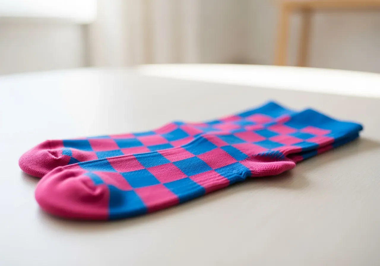 Geometriska stödstrumpor med rutor och zickzack