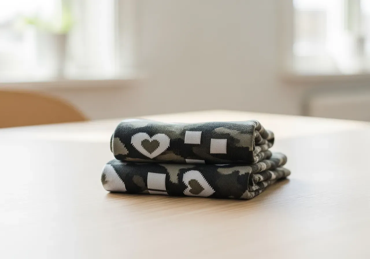 Stödstrumpor med kamouflage hjärtan rutor