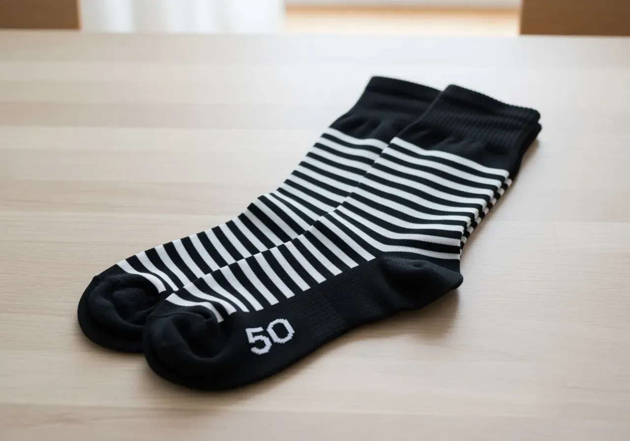 Svartvita randiga stödstrumpor guide