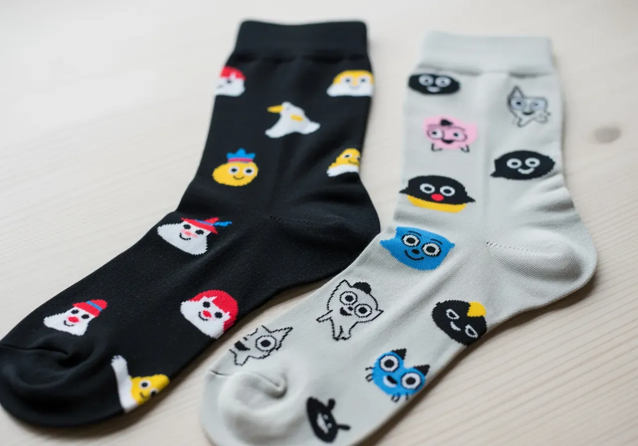 Roliga stödstrumpor med motiv